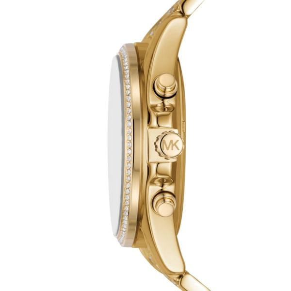 Michael Kors Whitney Chronograph Black Dial Gold Steel Strap Watch for Women - MK7224