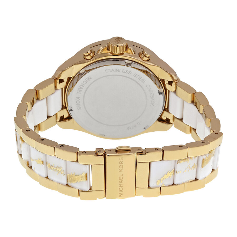 Michael Kors Wren Diamonds Gold Dial Two Tone Steel Strap Watch for Women - MK6157