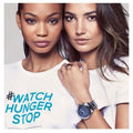 Michael Kors Hunger Stop 100 Series Navy Blue Dial Silver Steel Strap Watch for Women - MK5814