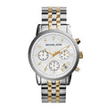 Michael Kors Ritz Chronograph White Dial Two Tone Steel Strap Watch for Women - MK5057