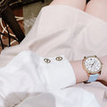 Michael Kors Tibby Multifunction White Dial Blue Leather Strap Watch For Women - MK2965