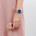 Michael Kors Darci Blue Dial Rose Gold Steel Strap Watch for Women - MK3728