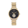 Michael Kors Portia Black Dial Gold Steel Strap Watch for Women - MK3788