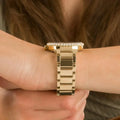 Michael Kors Parker Mother of Pearl White Dial Gold Steel Strap Watch For Women - MK4693