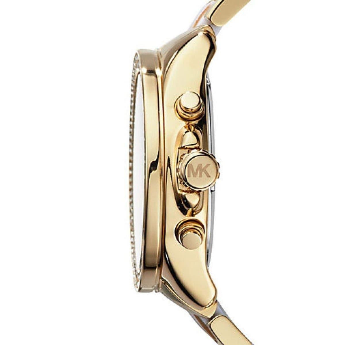 Michael Kors Wren Diamonds Gold Dial Two Tone Steel Strap Watch for Women - MK6157