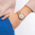 Michael Kors Camille Multifunction White Dial Rose Gold Steel Strap Watch For Women - MK6845