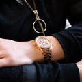 Michael Kors Ritz Analog Crystals Silver Dial Rose Gold Steel Strap Watch for Women - MK6863
