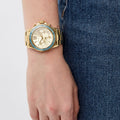 Michael Kors Everest Chronograph Gold Dial Gold Steel Strap Watch For Women - MK7210