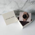 Michael Kors Lennox Three-Hand Black Dial Rose Gold Steel Strap Watch For Women - MK7233