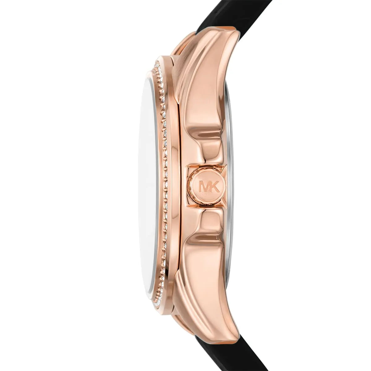 Michael Kors Mini Pilot Black Dial Black Silicone Strap Watch For Women - MK7373