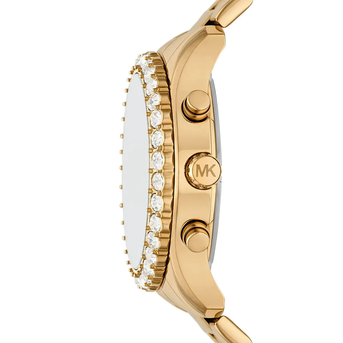 Michael Kors Berkley Chronograph Black Dial Gold Steel Strap Watch For Women - MK7414
