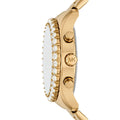 Michael Kors Berkley Chronograph Black Dial Gold Steel Strap Watch For Women - MK7414