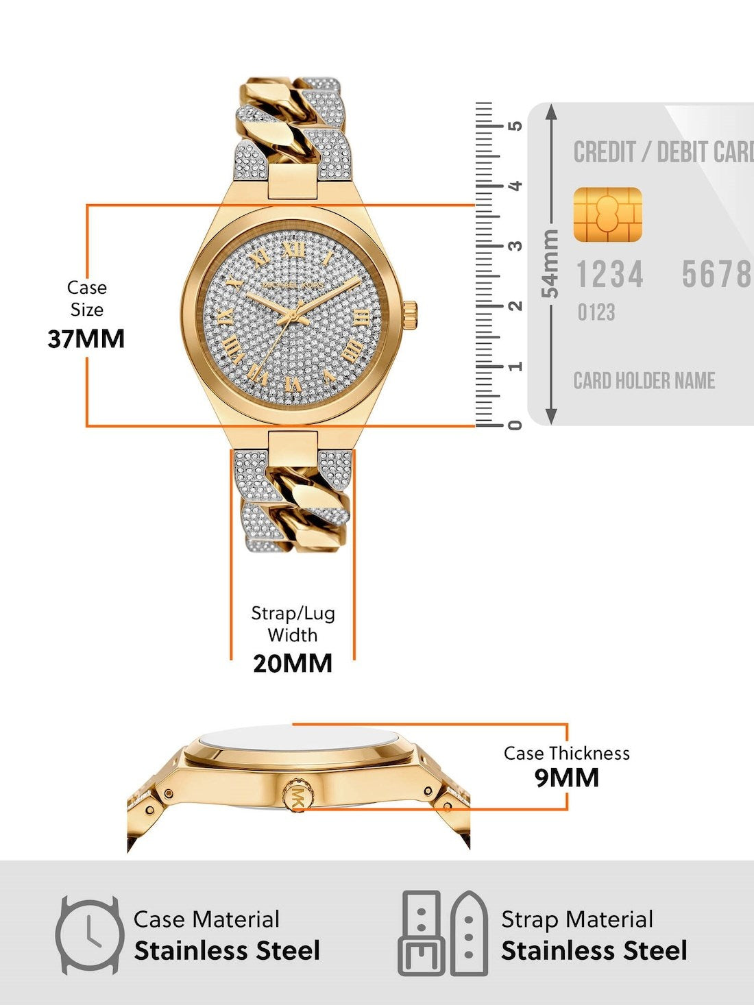 Michael Kors Lennox Pavé Crystals Silver Dial Two Tone Steel Strap Watch for Women - MK7487