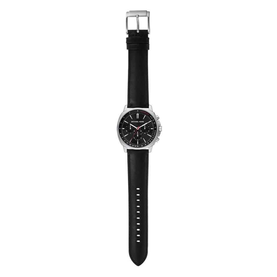 Michael Kors Sullivan Chronograph Black Dial Black Leather Strap Watch For Men - MK8997