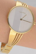 Calvin Klein Drift Silver Dial Gold Steel Strap Watch for Women - K6S2N516