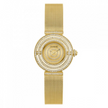 Guess Dream Quartz Gold Dial Gold Mesh Strap Watch For Women - GW0550L2