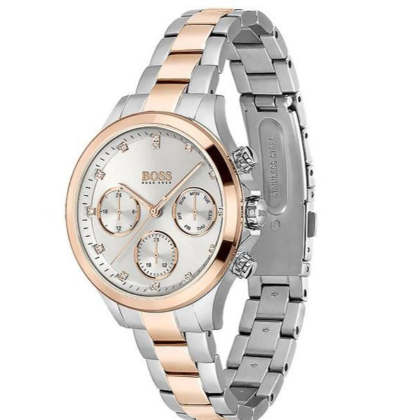 Hugo Boss Hera White Dial Two Tone Steel Strap Watch for Women - 1502564
