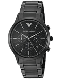 Emporio Armani Dress Chronograph Quartz Black Dial Black Stainless Steel Strap Watch For Men - AR2485
