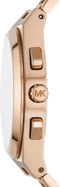 Michael Kors Lennox Chronograph Black Dial Rose Gold Steel Strap Watch For Men - MK9119