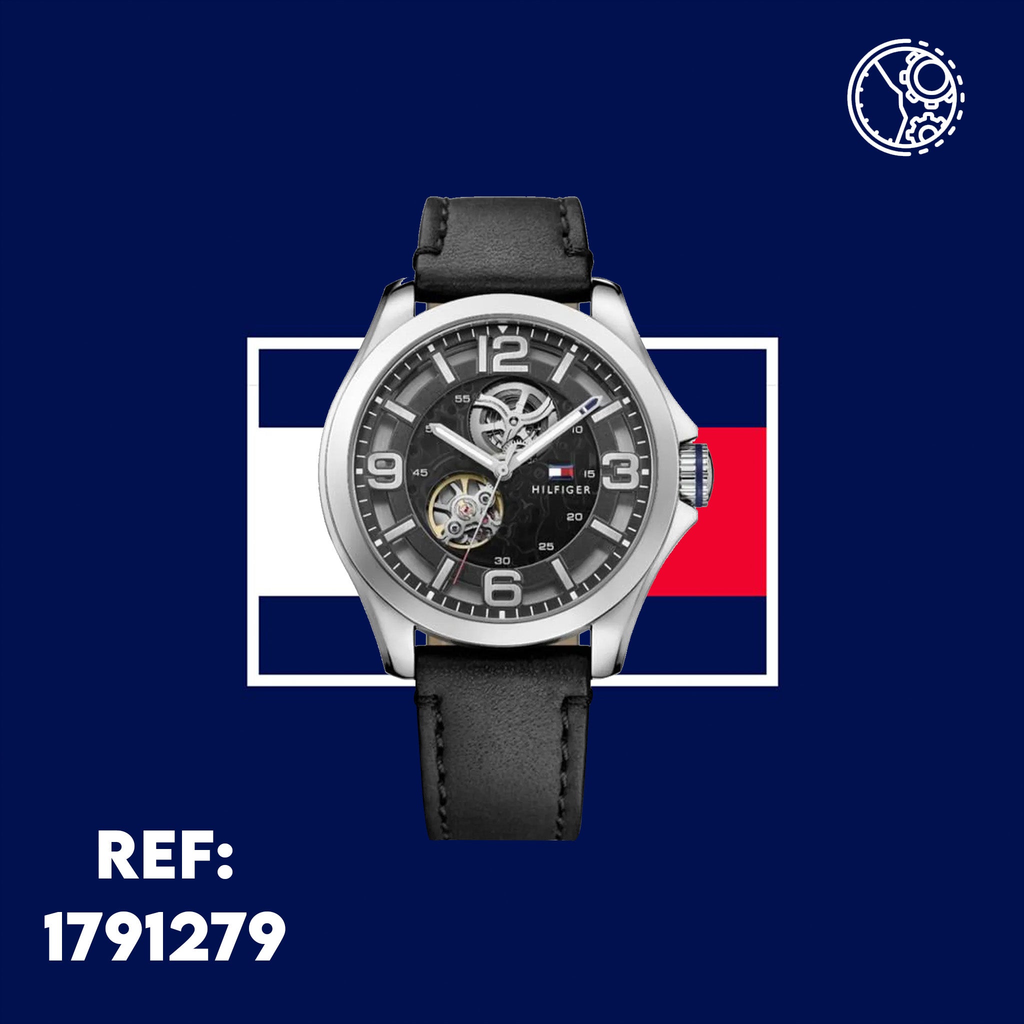 Tommy Hilfiger Bruce Analog Black Dial Black Leather Strap Watch for Men - 1791279