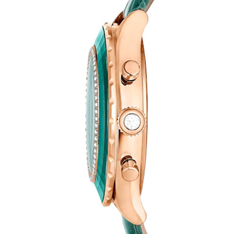Swarovski Octea Chrono Green Dial Green Leather Strap Watch for Women - 5672931