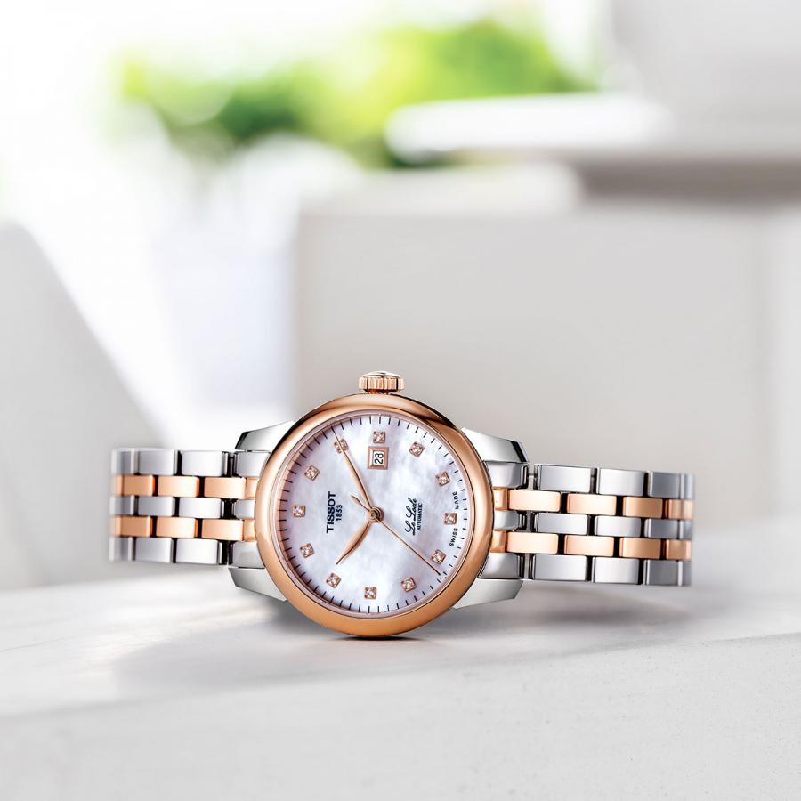 Tissot Le Locle Automatic Lady Mother of Pearl Dial Two Tone Steel Strap Watch For Women - T006.207.22.116.00