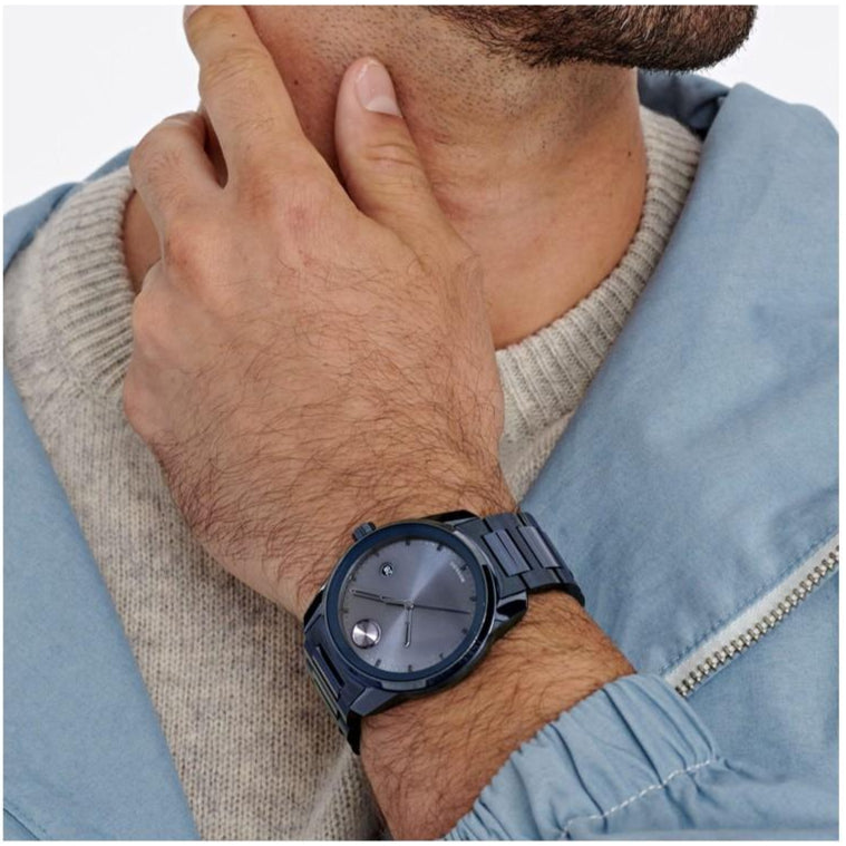 Movado Bold Verso Blue Dial Blue Steel Strap Watch for Men - 3600862