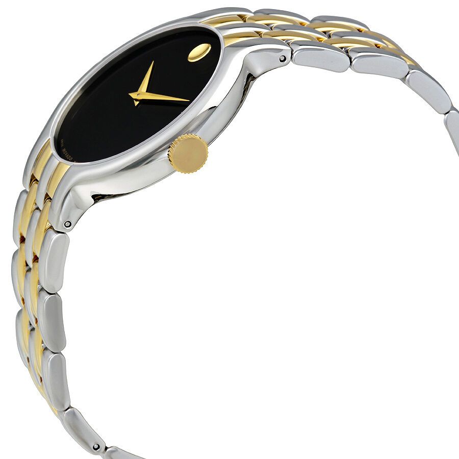 Movado Veturi Quartz Black Dial Two Tone Steel Strap Watch for Men - 0606932