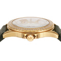 Michael Kors Mini Everest Crystals White Dial Green Leather Strap Watch for Women - MK4720