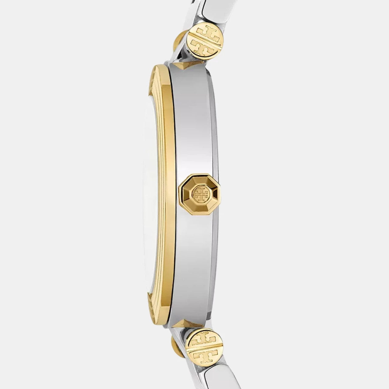 Tory Burch Classic T White Dial Two Tone Steel Strap Watch for Women - TBW9014