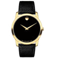Movado Museum Black Dial Black Leather Strap Watch For Men - 0607014
