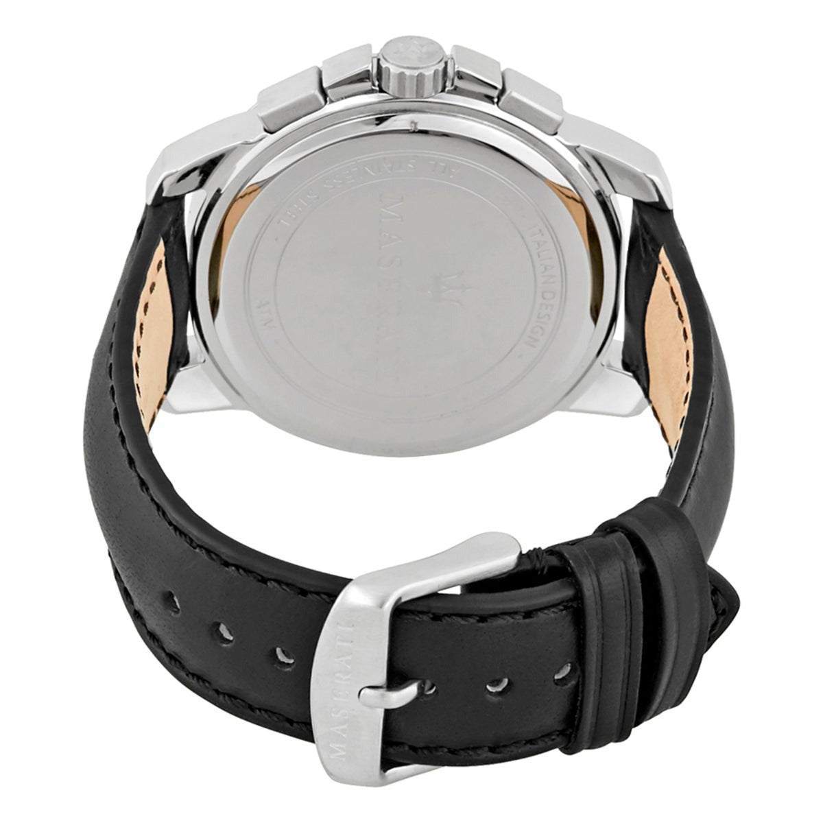 Maserati Successo 44mm Grey Dial Black Leather Strap Watch For Men - R8871621006