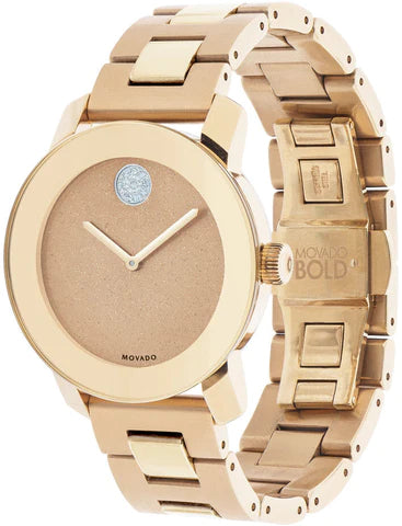 Movado Bold Rose Gold Dial Rose Gold Steel Strap Watch For Women - 3600335