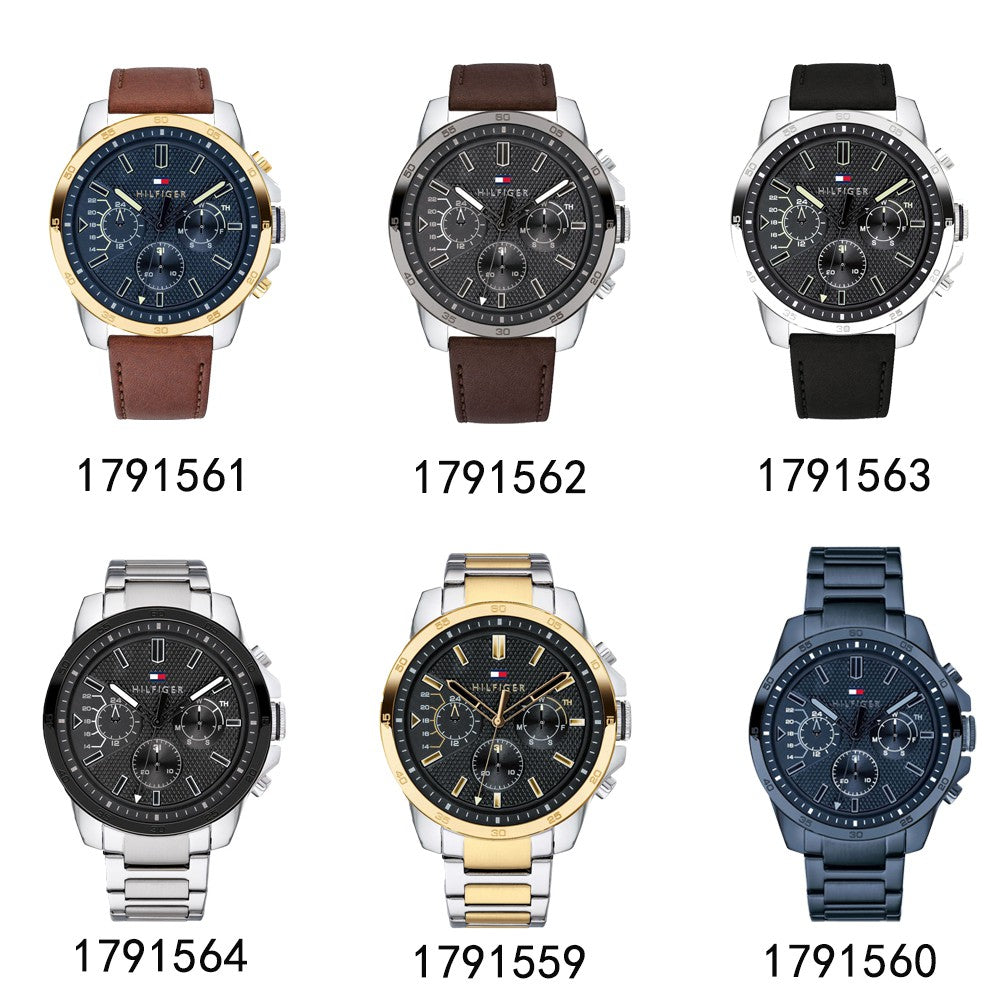 Tommy Hilfiger Decker Chronograph Black Dial Two Tone Steel Strap Watch for Men - 1791559