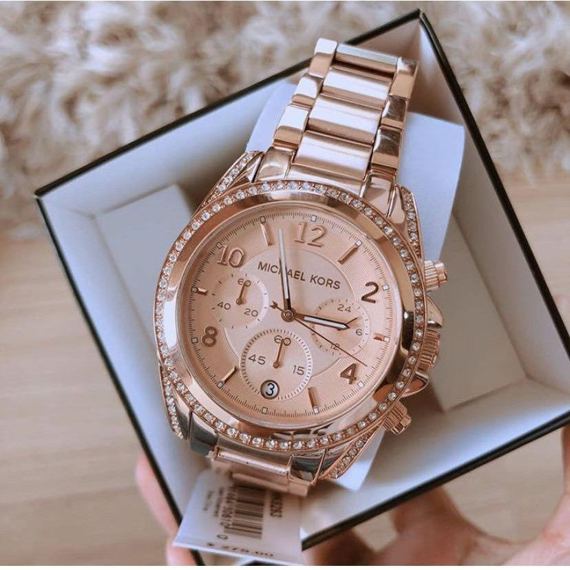 Michael Kors Blair Rose Gold Dial Rose Gold Steel Strap Watch for Women - MK5263