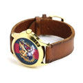 Gucci Le Marche Des Merveilles Red & Green Dial Brown Leather Strap Unisex Watch - YA126497