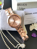 Michael Kors Garner Quartz Rose Gold Dial Rose Gold Steel Strap Watch For Women - MK6409