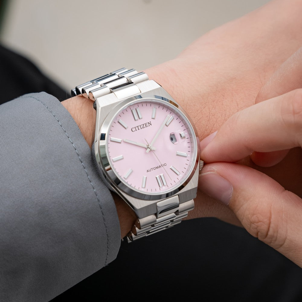 Citizen x Pantone Automatic Dreamy Pink Dial Silver Steel Strap Watch For Men - NJ0158-89X