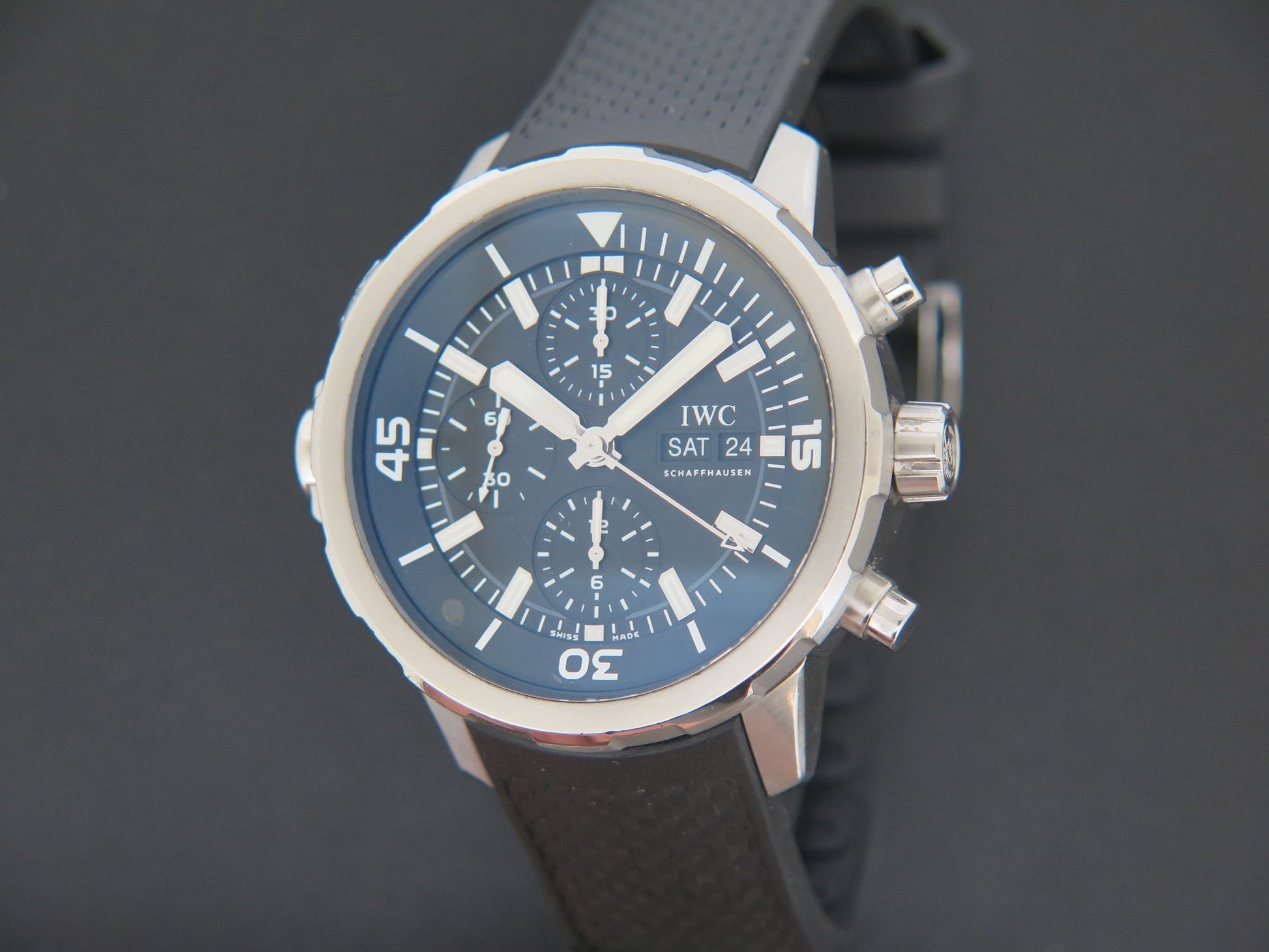 IWC Aquatimer Chronograph Black Dial Black Leather Strap Watch for Men - IW376803