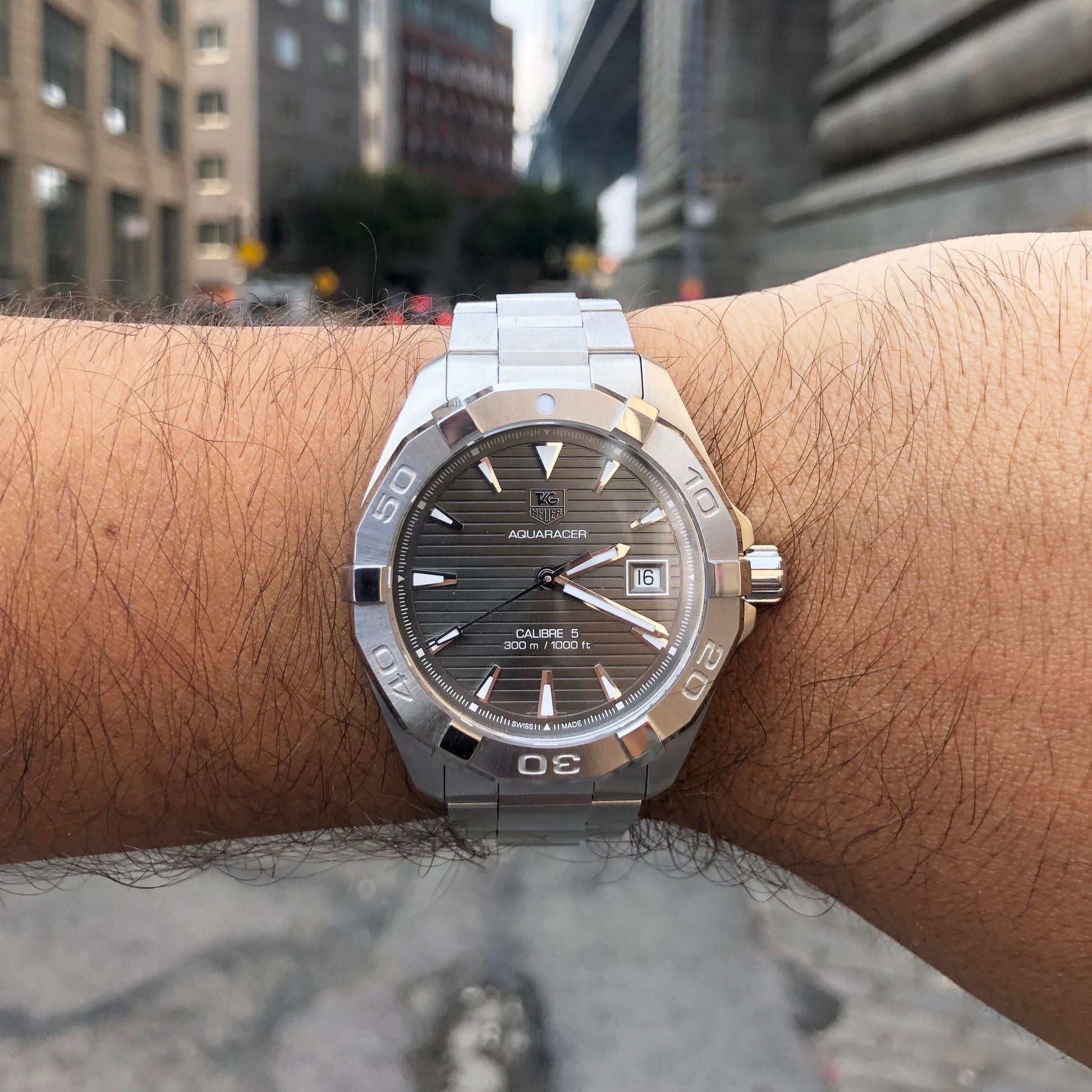 Tag Heuer Aquaracer Automatic Anthracite Grey Dial Silver Steel Strap Watch for Men - WAY2113.BA0928