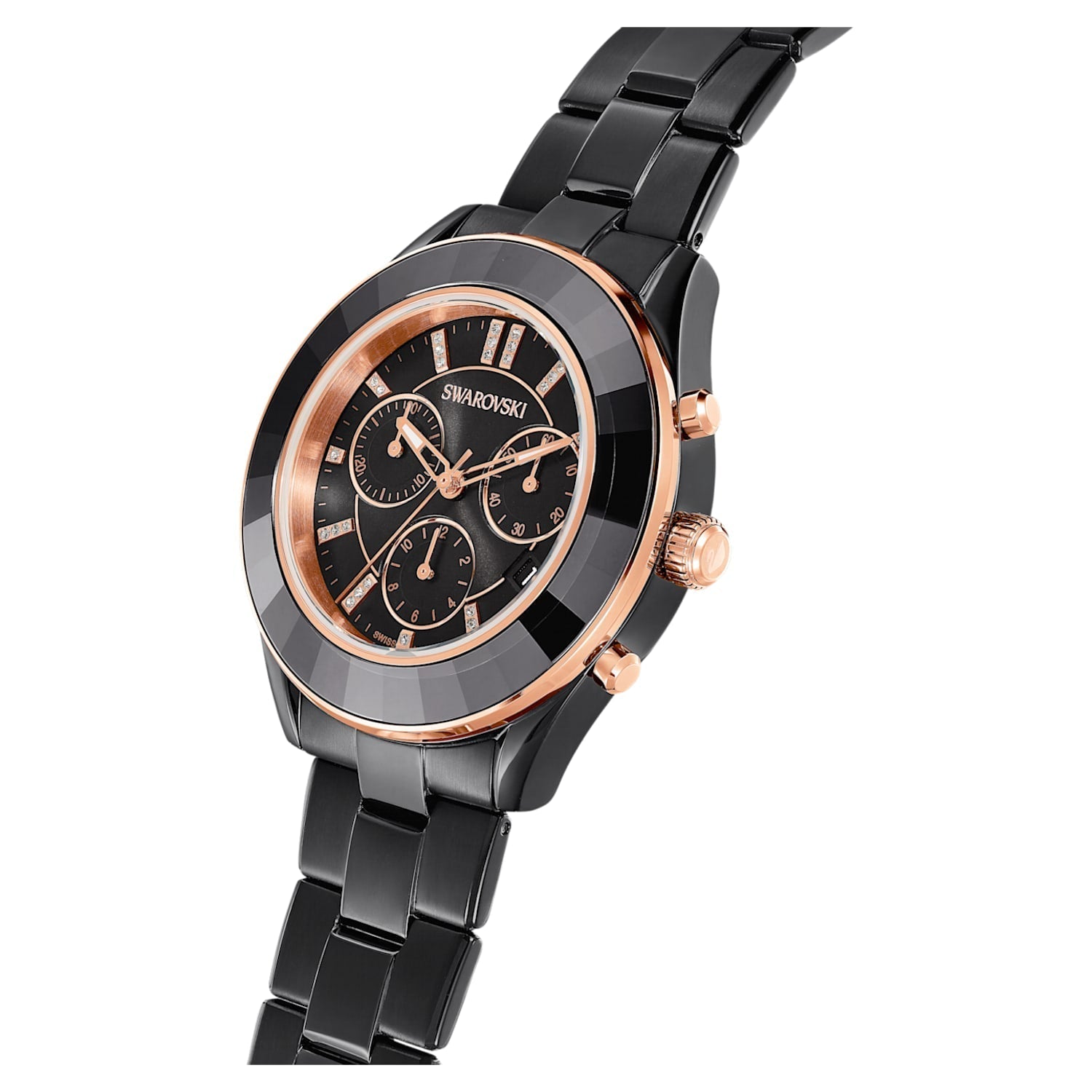 Swarovski Octea Lux Sport Black Dial Black Steel Strap Unisex Watch - 5610472