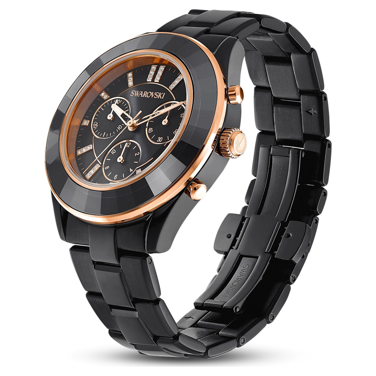 Swarovski Octea Lux Sport Black Dial Black Steel Strap Unisex Watch - 5610472