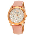 Guess Wonderlust Beige Dial Pink Leather Strap Watch for Women - W1065L1