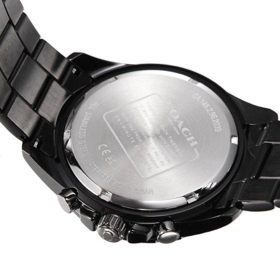 Coach Kent Chronograph Black Dial Black Steel Strap Watch for Men - 14602554