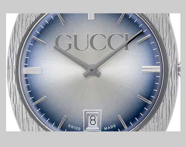 Gucci Grip Vintage Blue Dial Snakeskin Brown Leather Strap Watch for Women - YA152401