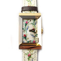 Gucci G-Frame Floral Mother of Pearl Dial White Leather Strap Watch For Women - YA147407
