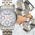 Michael Kors Ritz Chronograph White Dial Two Tone Steel Strap Watch for Women - MK5057