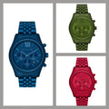 Michael Kors Lexington Chronograph Green Dial Green Steel Strap Watch For Men - MK8790