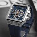 Guess Leo Chronograph Navy Blue Dial Blue Silicone Strap Watch For Men - GW0637G1