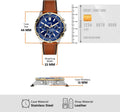 Fossil Garrett Chronograph Blue Dial Brown Leather Strap Watch for Men - FS5625